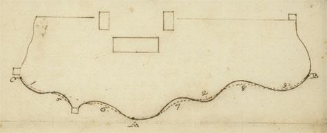 George Washington's drawing of the deer park wall at Mount Vernon