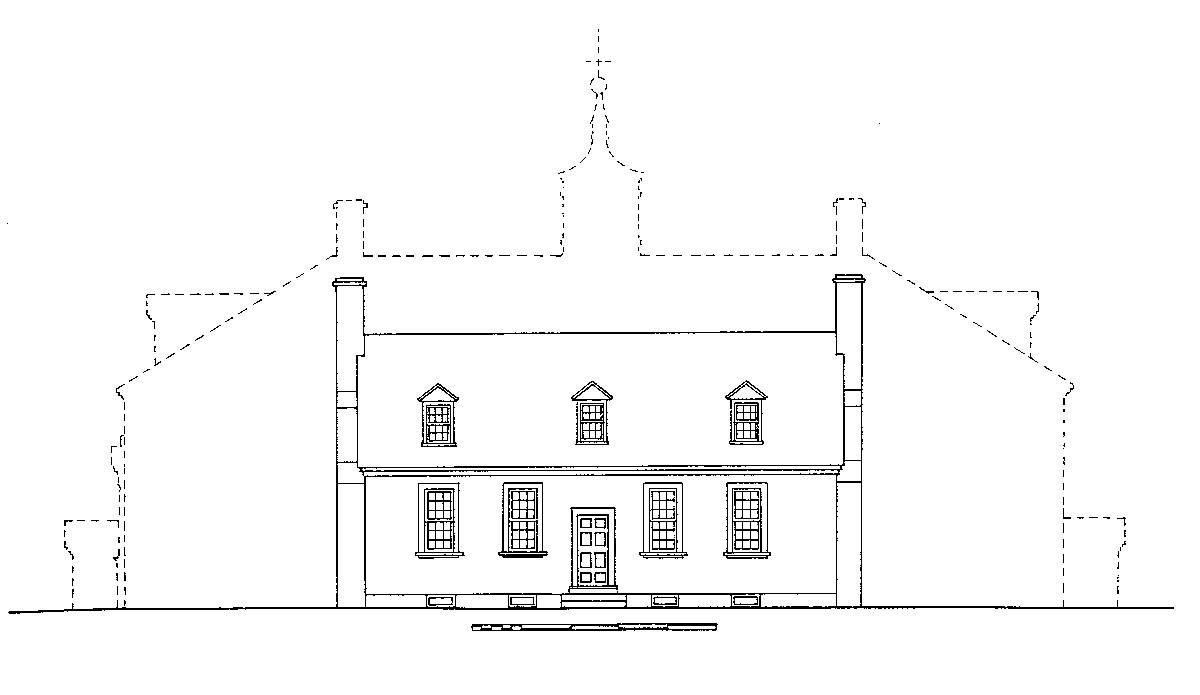 Conjectural sketch of the original 1734 house, MVLA.