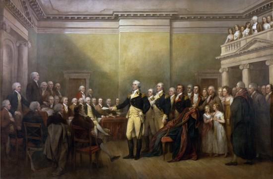 Washington surrenders his commission to Congress