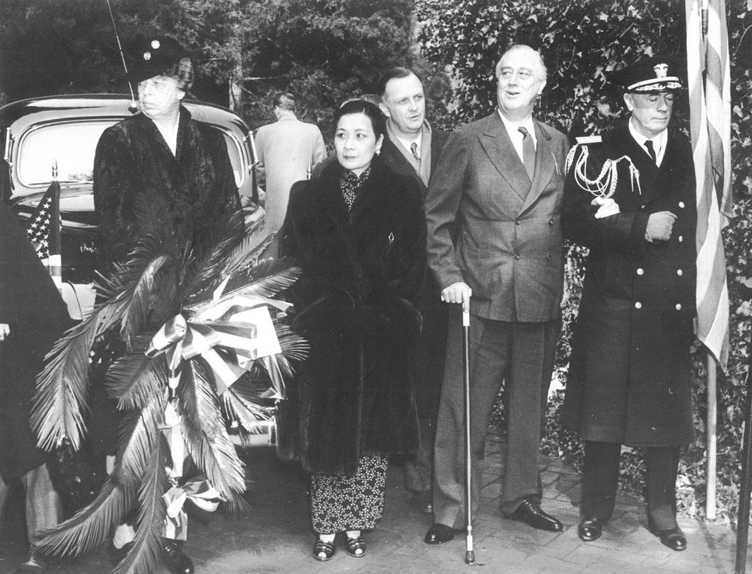 Eleanor Roosevelt, Franklin Delano Roosevelt, and Soong May-ling (Madame Chiang Kai-shek), February 22, 1943 (MVLA)