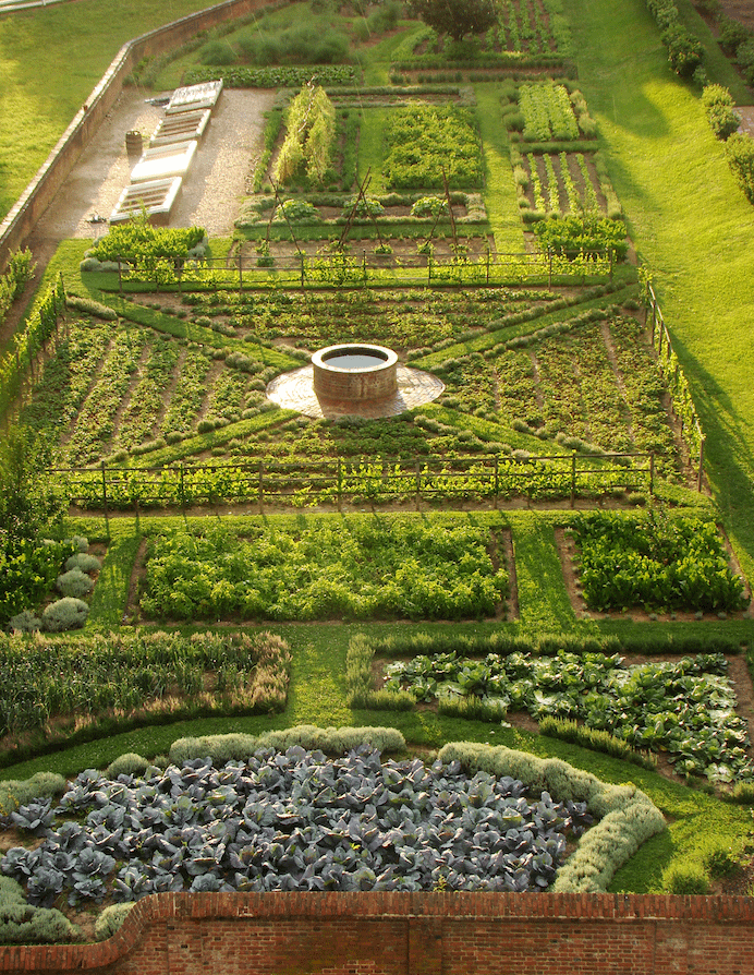 Aerial view of the Kitchen Garden at Mount Vernon